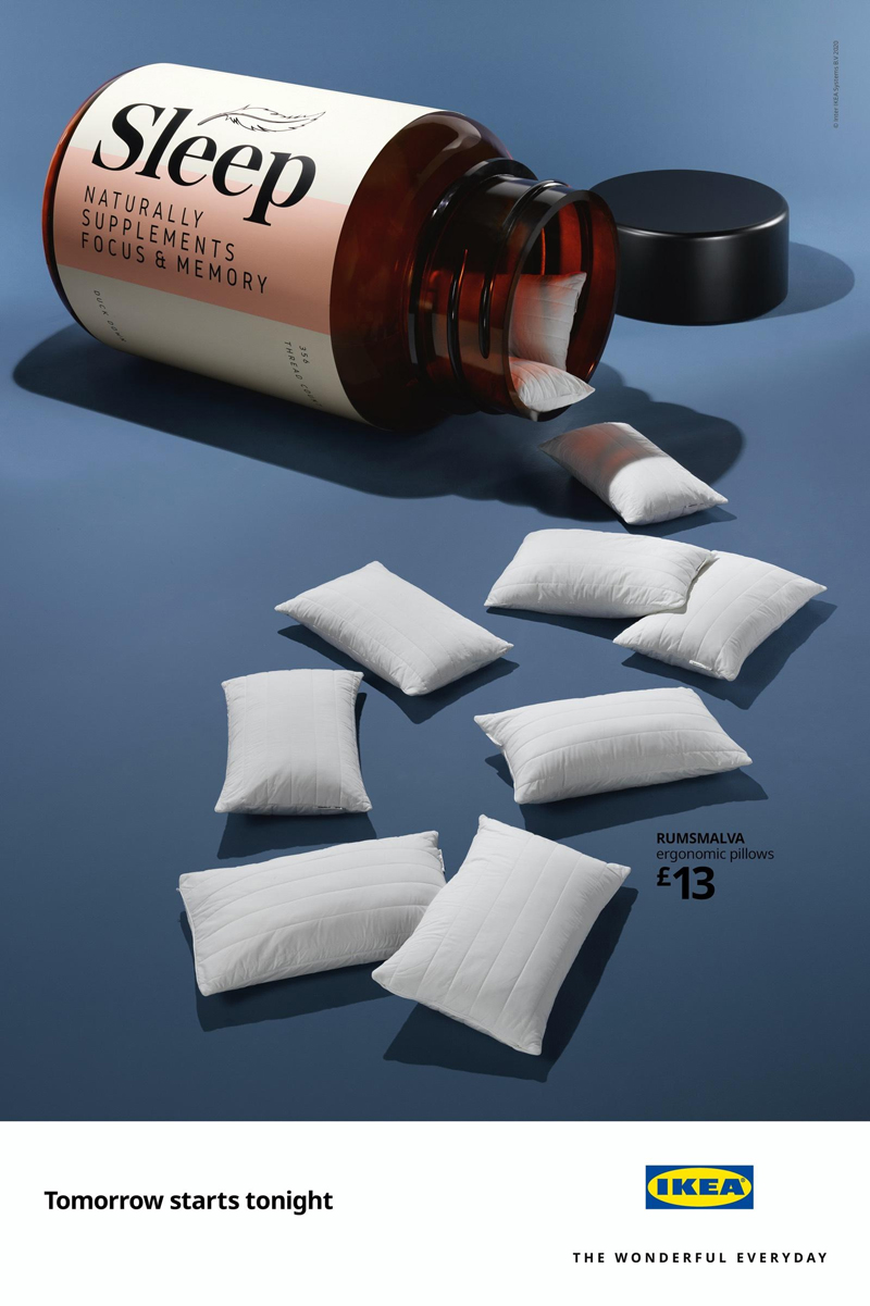 將睡眠床品制成抗衰老產(chǎn)品，宜家平面喊你今晚早點(diǎn)睡